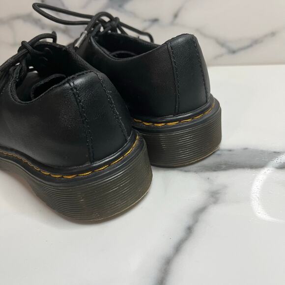 Doc Dr. Martens 1460J Kid's Black Leather Lace Up Punk Combat Ankle Boots Sz 1 - Picture 4 of 8